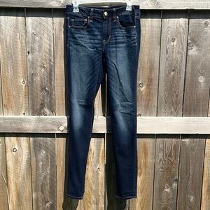American Eagle 🦅 Women’s Dark Blue Jeans | Super Stretch | Size 6 Long | Skinny